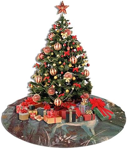 LVeShop Мистериозен Елен Коледен Елен Пола за Коледно Луксозна Кръгла Подложка За вътрешна и Външна Употреба Селски Празнични Украси