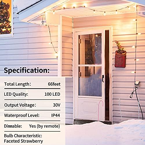 ZAIYW 100 LED C9 Коледни Светлини 66ft Зелена Тел Търговски led апликации ягоди Гирлянди C9 Лампи Коледна Декоративна Светлинна