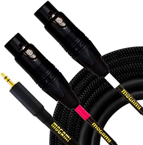 Y-Образен кабел-адаптер за стереозвука Mogami Gold 3.5-2XLRF-20, с две XLR-гнезда и 3.5-мм приставка адаптер TRS, Златни Контакти,