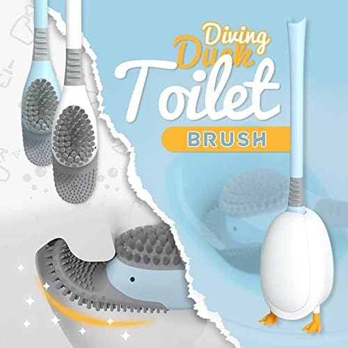 Четка за Тоалетна Diving Duck с Гъвкава Силиконова Дълга Дръжка, Стенен Държач За Четки за Тоалетна，Патешки четка за почистване