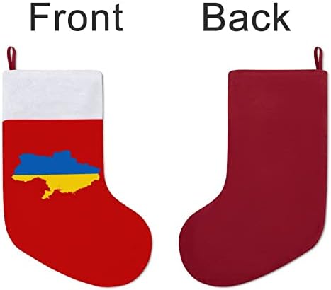 Флаг Карта на Украйна Коледни Чорапи от Червено Кадифе, с Бял Пакет шоколадови Бонбони, Коледни Украси и Аксесоари за вашето семейно