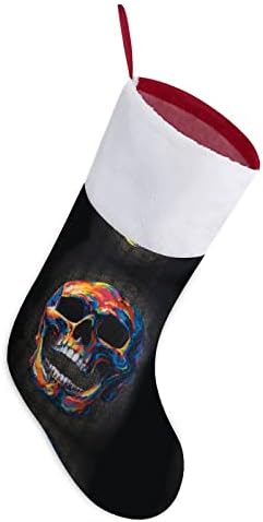 Цветна Снимка на Черепа Коледни Окачени чорапи Чорапи за Коледно Камина Празничен Начало Декор