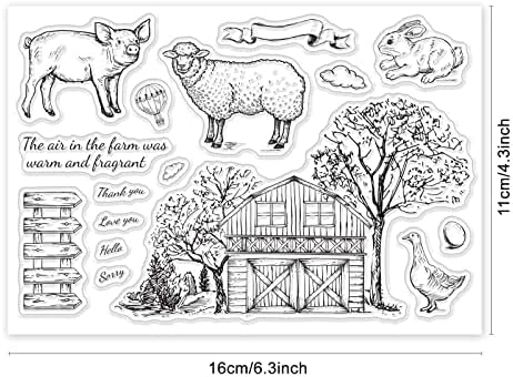 GLOBLAND 1 Лист Селскостопански Животни Прозрачен Печат Овце и Зайци Прозрачен Силиконов Печат Прасе и цех за Производство на Картички