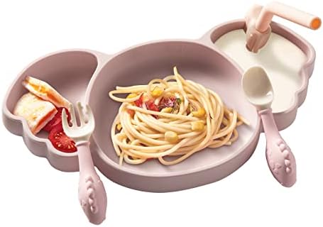 Комплект силиконови чинии и прибори за хранене за деца от 1-3 години