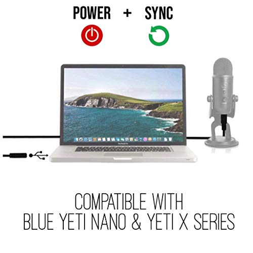 10-Крак Класически Текстилен Сплетен USB кабел за захранване TrueProve за Синята Yeti Nano и Yeti X PRO, Тел за конденсаторного