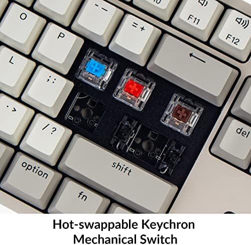 Пълен размер Жичен механична клавиатура Keychron C2 с възможност за гореща замяна, което е съвместимо с Mac, Кафяв Преминете Keychron,