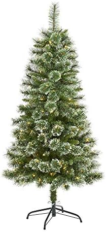 Почти естествени 5 метра. Изкуствено Коледно дърво от бор Wisconsin Slim Snow Съвет с 150 Прозрачни led крушки зелен цвят