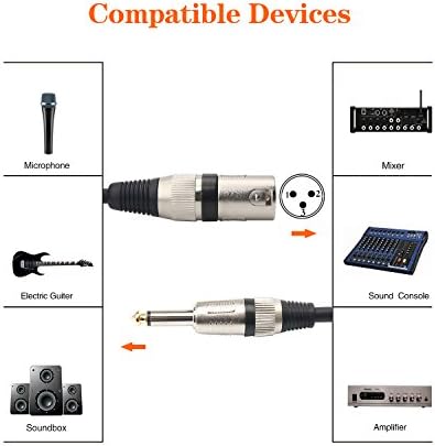 Disino не са симетрични 6,35 мм (1/4 инча) Штекерный кабел TS Mono-XLR с позлатените вход на четвърт инч от штекерного микрофонного