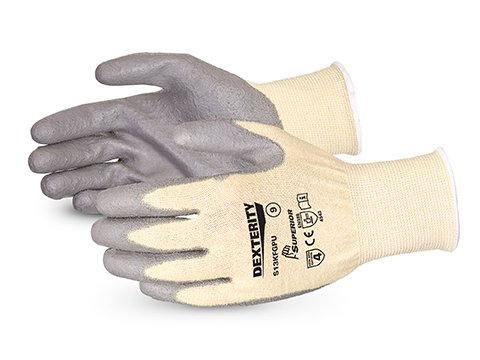 Подобрена Вязаная ръкавица от кевлар / фибростъкло S13KFGPU Dexterity с антиоксидантна полиуретанова боя с покритие за длани, Работа