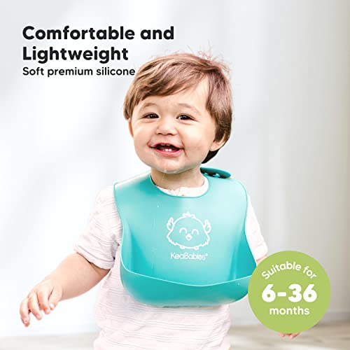 KeaBabies 8 опаковки Слюнявчиков от органични бебешки кърпи и 2 силиконови нагрудников за бебета - Стилни Лигавници Унисекс - Водоустойчив