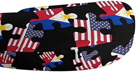 Флаг на САЩ и Филипините Пъзел Пътна Възглавница За Шията от Пяна С Памет Ефект на облегалката за глава за Полет Поддръжка на Сън,