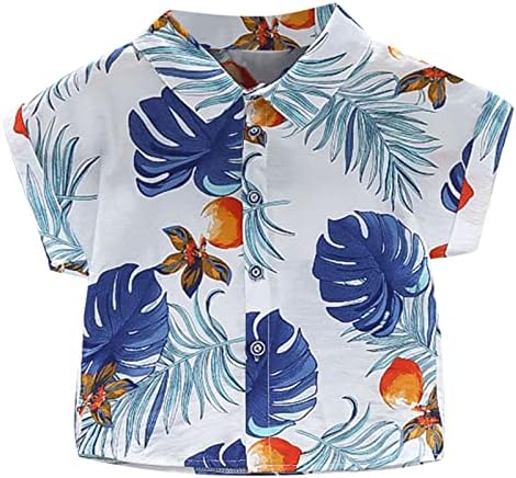 Хавайски Ризи За Момчета, Памучни Летни Плажни Ризи с Къс Ръкав Копчета, Ежедневни Вечерни Ризи за Деца