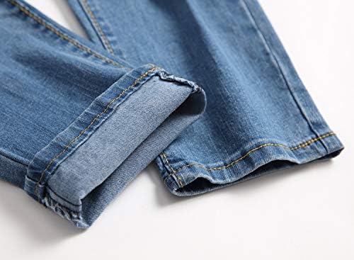 Тесни Дънкови Панталони Lanscadran Boy ' s Skinny-Fit С Окъсани Потертыми Еластични Модни джинсовыми панталони