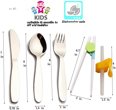 Комплект прибори за хранене Enwinner за деца, Набор от детски вилици и лъжици, Детски лъжици за Самостоятелно хранене на бебето соломинками, пръчици за хранене за деца (
