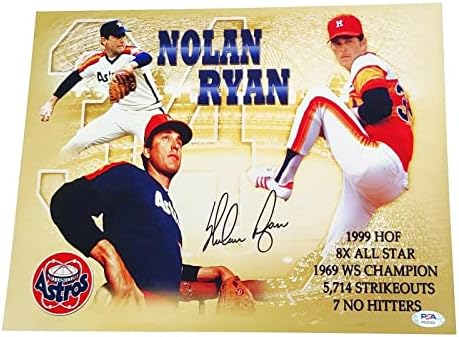 Нолан Райън Подписа Снимка 11x14 С Автограф Astros PSA /ДНК AK22354 - Снимки на MLB с автограф
