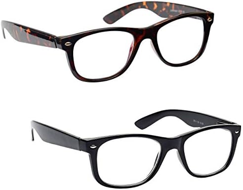 Очила за четене Company Value 2 Опаковки Мъжки Големи Дизайн В Кафяво черепаховом стил с Черни кутия пролетта панти RR7-21 +1.25