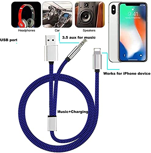[Сертифициран от Apple Пфи] Аудио-кабел кабел за зареждане 2 в 1 е Съвместима с iPhone, Аудиоразъемом Светкавица-3.5 мм Aux Cord