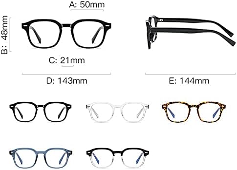 Очила за четене RESVIO Мъжки Ретро Квадратни TR90 Ръчно изработени, Черни, Прозрачни