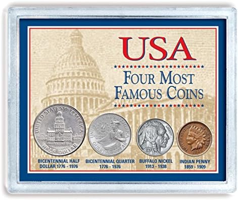 Четири от най-известните монети САЩ | Комплект от три колекции | Набор от истински монети от никел Бъфало, Цента на главата индианците,
