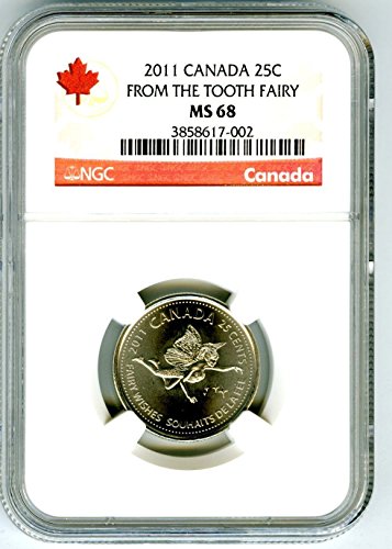 2011 Канада ФЕЯТА на зъбките 10000 изсечени монети с ВИСОКО КАЧЕСТВО ТОП POPULATION=19 Тримесечие MS68 NGC