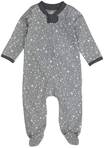 HonestBaby/ Пижами за игри с органични хлопковыми вложки за малки момичета и Слипоны за деца, мерцающая Звезда, 3-6 месеца, САЩ