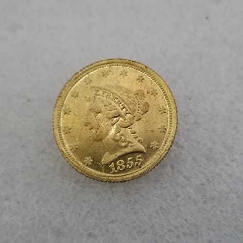 Старинни Занаяти Американски 1855 1/2 Златна Монета Сребърен Долар Кръгла Сребърна Колекция На Външната Търговия