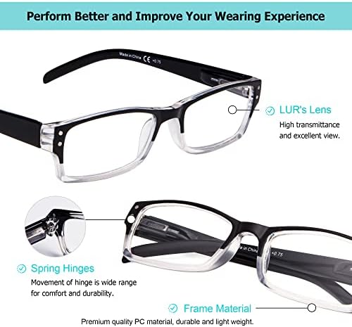LUR 4 Опаковки класически очила за четене + 3 опаковки на метални очила за четене (само 7 двойки ридеров + 1,50)