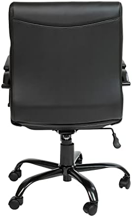 Работно стол Flash Furniture Уитни със средна облегалка - Черно Офис стол за мениджъри от изкуствена кожа с Черна рамка - Стол с