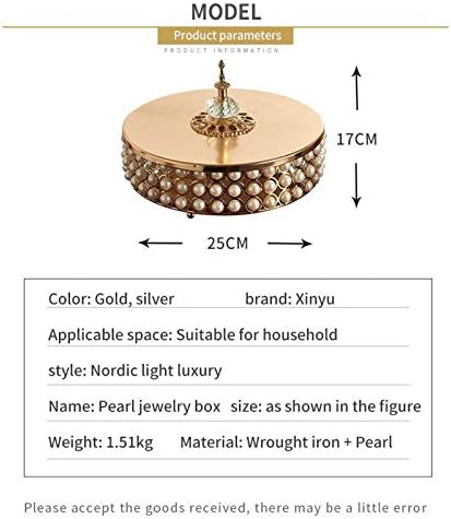 Златни Сребърни Огледален Основен Тава С Изкуствени Перли Декор За Съхранение На Бутилки За Тщеславного Грижа За Кожата - Златен
