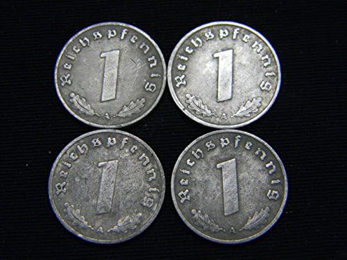 Четири (4) Монети немски рейхспеннига времето на Втората световна война, Датированные 1940, 1941, 1942 и 1943 години