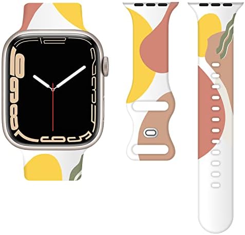 Sichy е Съвместим с джапанки Apple Watch 38 мм 40 мм 41 мм 42 мм 44 мм 45 мм, елегантен каишка за часовник с нежна рисувани, сменяеми