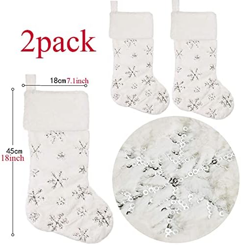 Коледни Чорапи ANPTER, 2 опаковки, Големи Коледни Окачени Чорапи с Снежинкой за Домашна Камина, Декорация във формата на Елха (Коледни