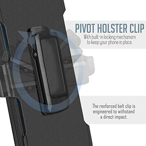 6 комплекта за Motorola Moto G Stylus 4G (2022), Здрав Двуслойни устойчив на удари Защитен калъф-кобур с превръщането клипс за колан с вградена защита на екрана, поставка за крака