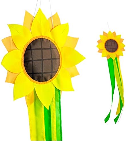 Ветровка Madrona Brands Sunflower Windsock | Трайно Подвесное Украса за улица | Двор, Градина, Двор, Къща и др | 42 Инча