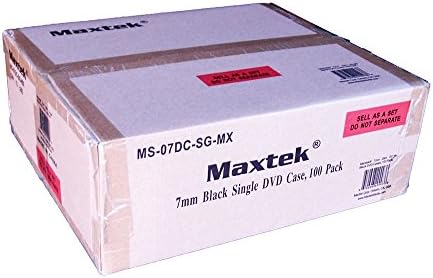 Maxtek 7-мм тънък черен калъф за CD / DVD, опаковка от 100 броя.
