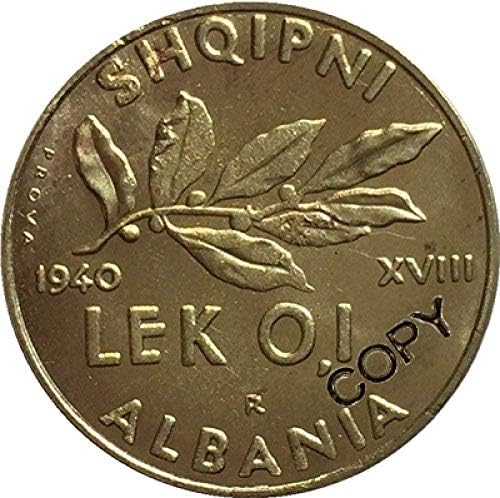 Монета на Повикване Албания 1940 Монети Копие за Домашния интериор на Офис Събиране на Монети