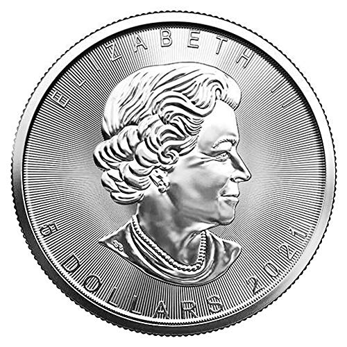 Сребърна монета под формата на канадския кленов лист от 2021 година с тегло около 1 грам, Лъскава, без да се свържат с нашия сертификат