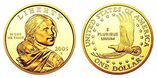 Монета на САЩ проба 2005 г. S Sacagawea Native American Proof DCAM Gem Модерен долар $1 $1 Proof DCAM Монетен двор на САЩ