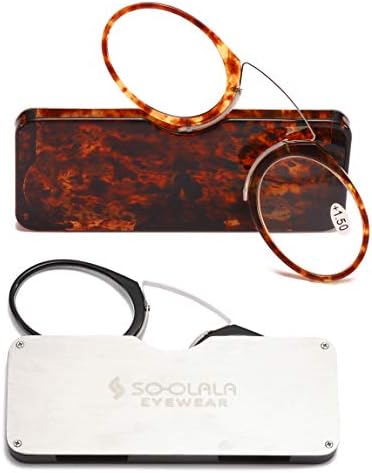 Очила за четене SOOLALA в правоъгълна Лека Тънка стоманена рамка с компактен футляром за ежедневно носене