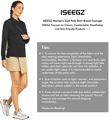 Жените Риза за голф ISEEGZ, Поло блузи с дълъг ръкав, Леки, бързо съхнещи Ризи За тренировки, Потници за Жени