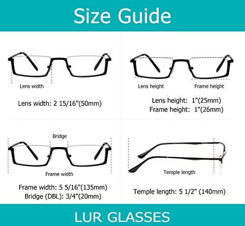 LUR 3 опаковки на метални очила за четене в полукръгла рамка + 4 опаковки класически очила за четене (само 7 двойки ридеров + 2,50)