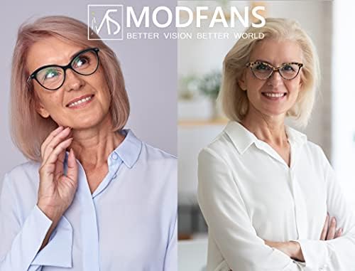 MODFANS 4 Опаковки Очила за четене Cat Eye 2.0 за жени, Модерен Жена Дизайн, Удобна Пружина на Линия, Стилен 4 Двойки от Женски