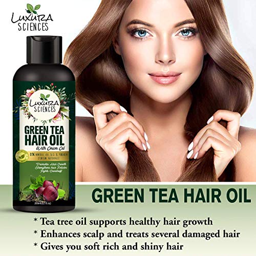 Luxura Sciences Масло за коса от зелен чай с лук олио 200 мл за Подобряване на състоянието на косата за зимата специално.