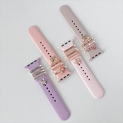 Ключодържатели за часовници Boozepo, Декоративни пръстени, панти, Съвместими с Apple Watch 42/44/45 мм, метална каишка с диамантена