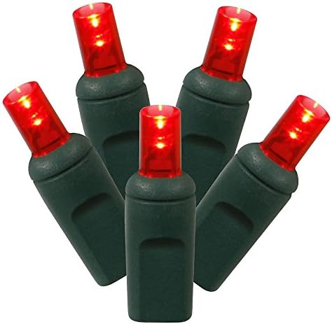 Червен Широкоъгълен led лампа Vickerman 100 на Зеления проводник, 50-инчов Коледна това е една светлинна нишка
