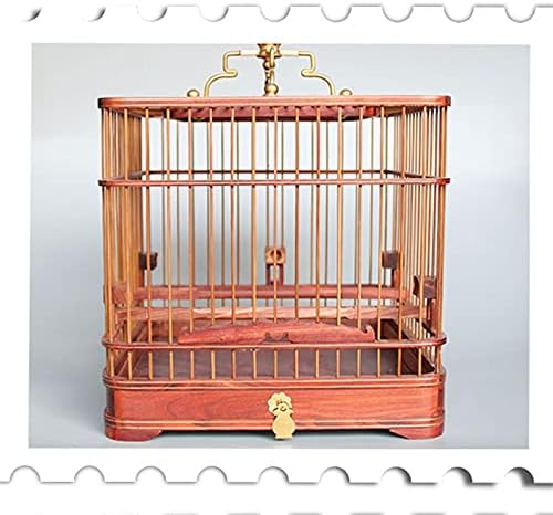 XIAOHESHOP Flight Bird Cage Kit Птичья Клетка В Традиционен Китайски Стил Дървена Птичья Клетка Класическа Квадратна Резба Переноска